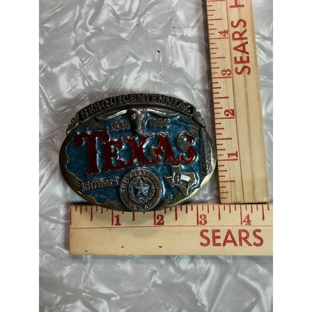 Vintage 1986 Texas Sesquicentennial 150 Anniversary Belt Buckle Western Cowboy